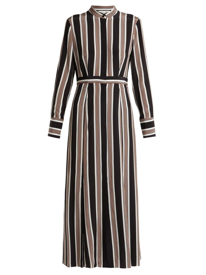 Diane Von Furstenberg Harley Striped Silk Crepe De Chine Shirtdress