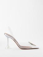 Amina Muaddi - Begum 95 Crystal-embellished Pvc Slingback Pumps - Womens - Clear