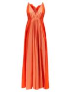 Matchesfashion.com Kalita - Inana Gathered Habotai-silk Maxi Dress - Womens - Orange Multi