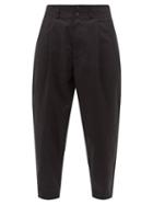 Nicholas Daley - High-rise Pleated Cotton-twill Trousers - Mens - Black