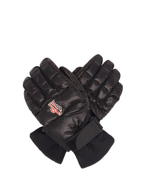 Matchesfashion.com Moncler Grenoble - Embroidered-logo Leather-palm Ski Gloves - Mens - Black