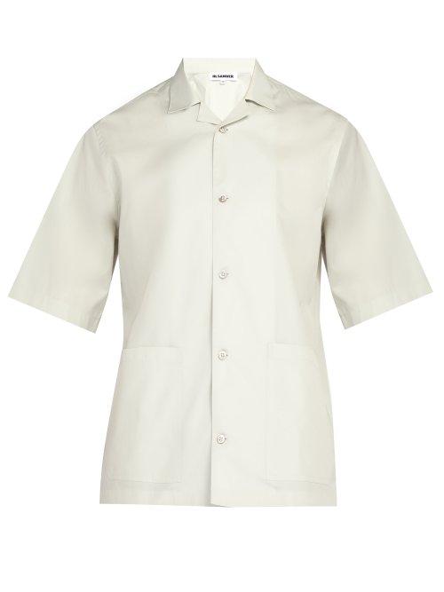Matchesfashion.com Jil Sander - Cuban Collar Cotton Shirt - Mens - Light Blue