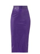 Matchesfashion.com Saint Laurent - High-rise Latex Midi Skirt - Womens - Purple