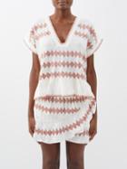 Boteh - Hera Embroidered Cotton-linen Blouse - Womens - White Pink