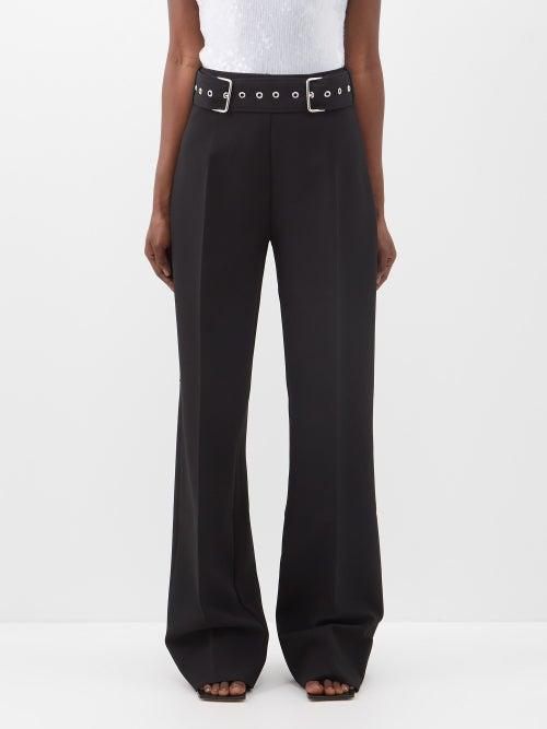 Maximilian Davis - Stone Belted Crepe Trousers - Womens - Black