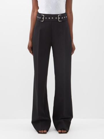 Maximilian Davis - Stone Belted Crepe Trousers - Womens - Black