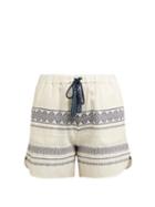 Matchesfashion.com Zeus + Dione - Paxi Geometric Jacquard Cotton Blend Shorts - Womens - Ivory Multi