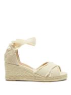 Matchesfashion.com Castaer - Bluma 60 Canvas & Jute Espadrille Wedges - Womens - Cream