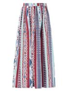 Matchesfashion.com Le Sirenuse, Positano - New Jane Arlecchino-print Cotton-poplin Midi Skirt - Womens - Blue Print