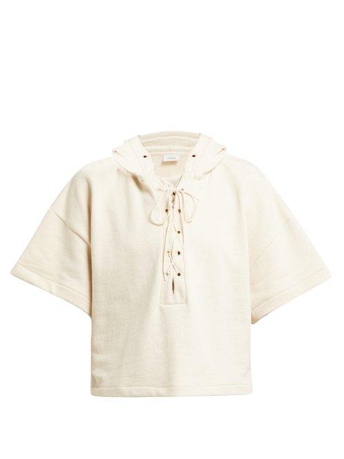 Matchesfashion.com Lemaire - Cropped Short Sleeve Cotton Sweatshirt - Womens - Ivory