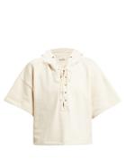 Matchesfashion.com Lemaire - Cropped Short Sleeve Cotton Sweatshirt - Womens - Ivory