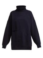 Matchesfashion.com Tibi - Patch Pocket Cashmere Roll Neck Sweater - Womens - Navy