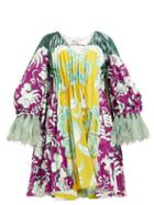 Matchesfashion.com Valentino - Abstract Print Cotton Blend Faille Mini Dress - Womens - Purple Multi