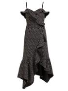 Matchesfashion.com Jonathan Simkhai - Polka Dot Print Off The Shoulder Midi Dress - Womens - Black White