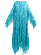 Matchesfashion.com Gucci - Metallic Fringed Fil Coup Gown - Womens - Blue