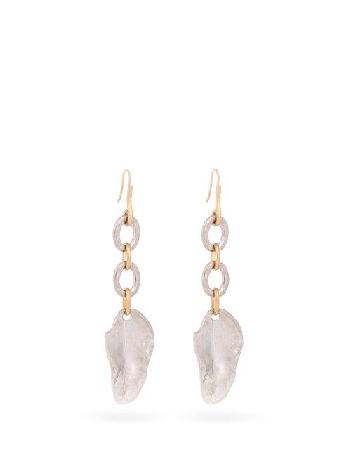Matchesfashion.com Marni - Leaf Drop Earrings - Womens - Silver Gold
