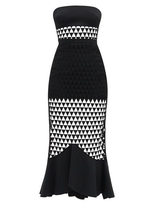 Matchesfashion.com David Koma - Strapless Triangle-tulle And Cady Dress - Womens - Black