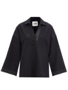 Ladies Rtw Jil Sander - Satin-trimmed Felt Cape Top - Womens - Navy