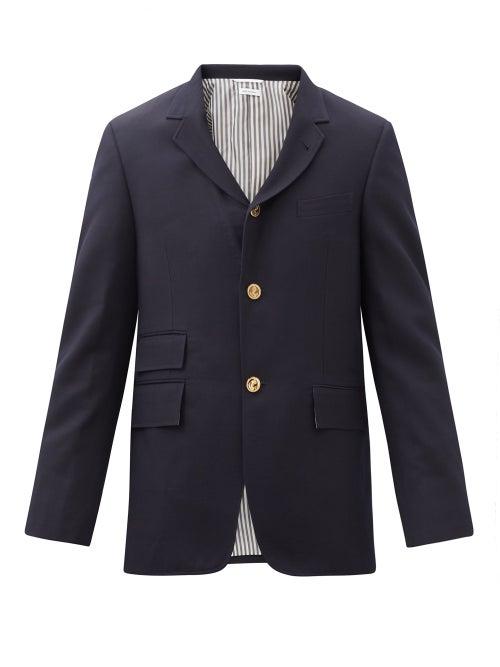 Thom Browne - Three-roll-two Wool- Piqu Suit Jacket - Mens - Navy
