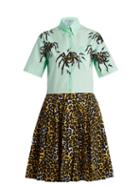 Matchesfashion.com Prada - Spider And Leopard Print Shirtdress - Womens - Green Print