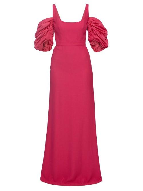Alexander Mcqueen - Puffed-sleeve Scoop-neck Cady Gown - Womens - Pink