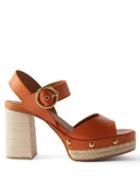 See By Chlo - Viviane Leather Platform Sandals - Womens - Orange