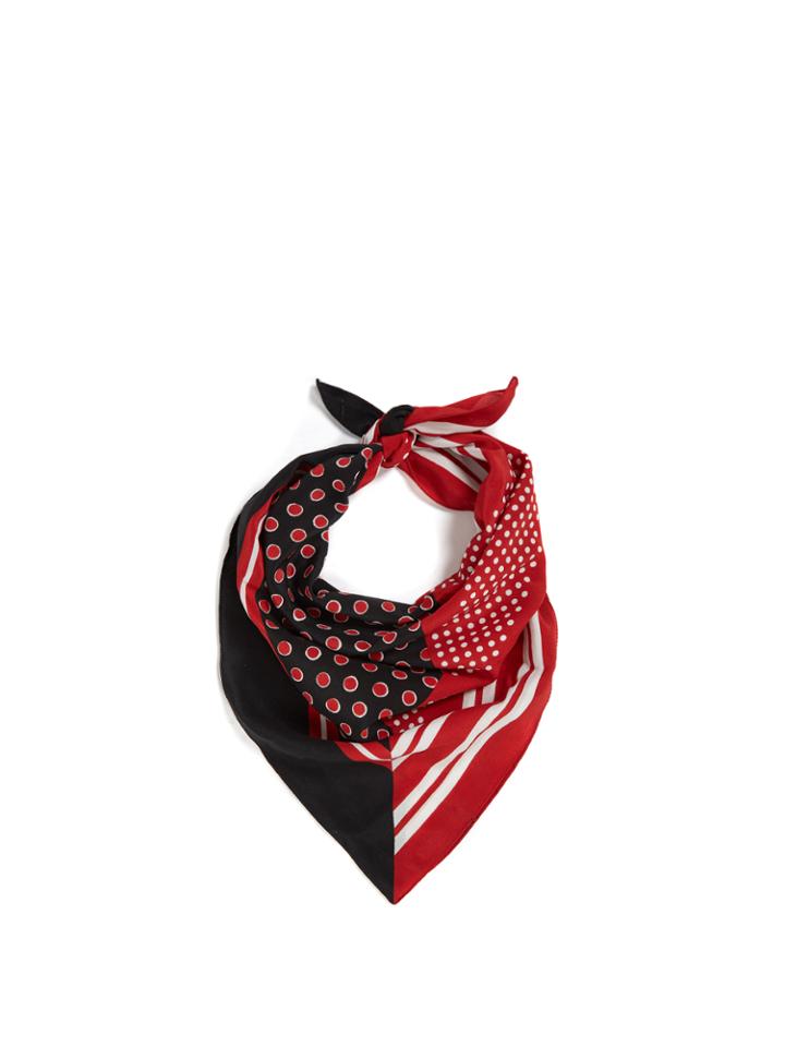 Burberry Stripe And Polka-dot Print Silk Scarf