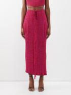 Christopher Esber - Tie-waist Ribbed-knit Maxi Skirt - Womens - Red