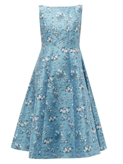 Matchesfashion.com Erdem - Kinsey Floral Jacquard Midi Dress - Womens - Blue Multi