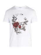 Matchesfashion.com Alexander Mcqueen - Rose Printed Cotton Jersey T Shirt - Mens - White Multi