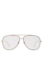 Matchesfashion.com Gucci - Tortoiseshell Effect Aviator Frame Glasses - Mens - Gold