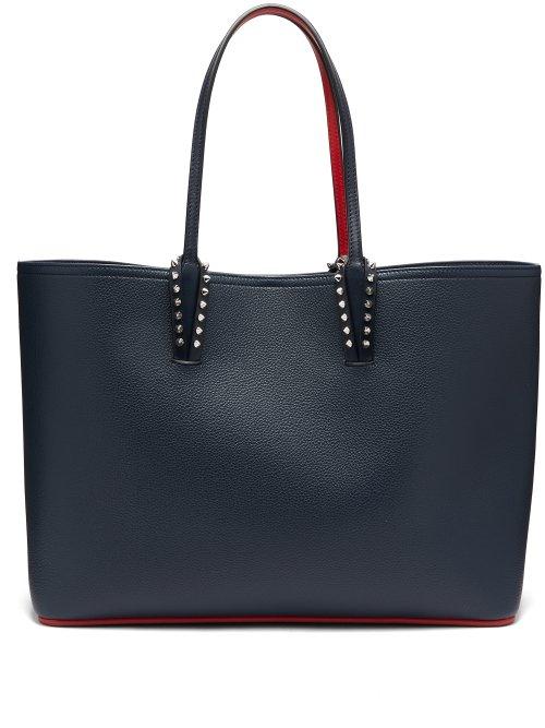 Matchesfashion.com Christian Louboutin - Cabata Spike Embellished Leather Tote - Womens - Navy