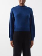 Allude - High-neckline Wool-blend Sweater - Womens - Blue Navy