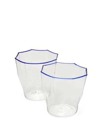 Matchesfashion.com Campbell-rey - Set Of 2 Rosanna Murano Stripe Glasses - Blue