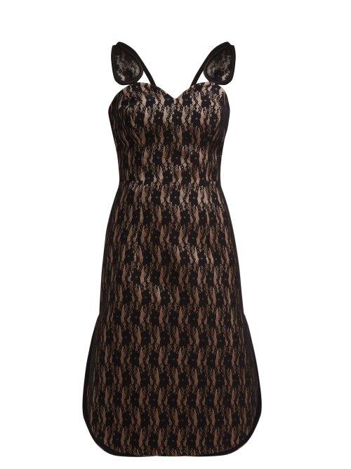 Matchesfashion.com Christopher Kane - Lace Bonded Satin Dress - Womens - Black Multi