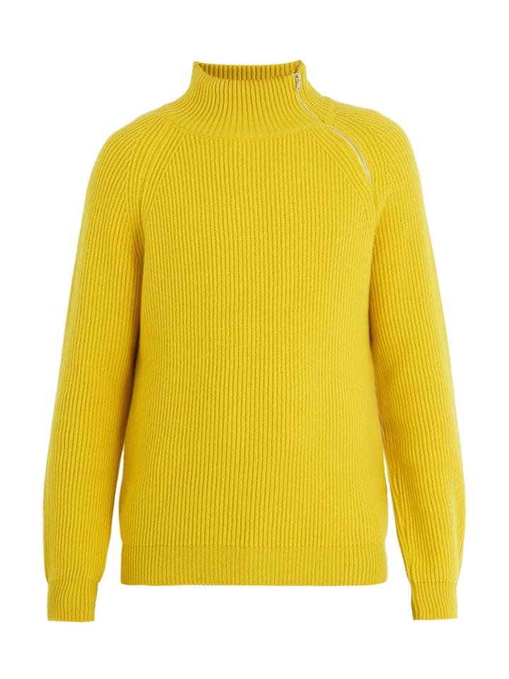 Connolly Zipped-shoulder Ribbed Cashmere Sweater