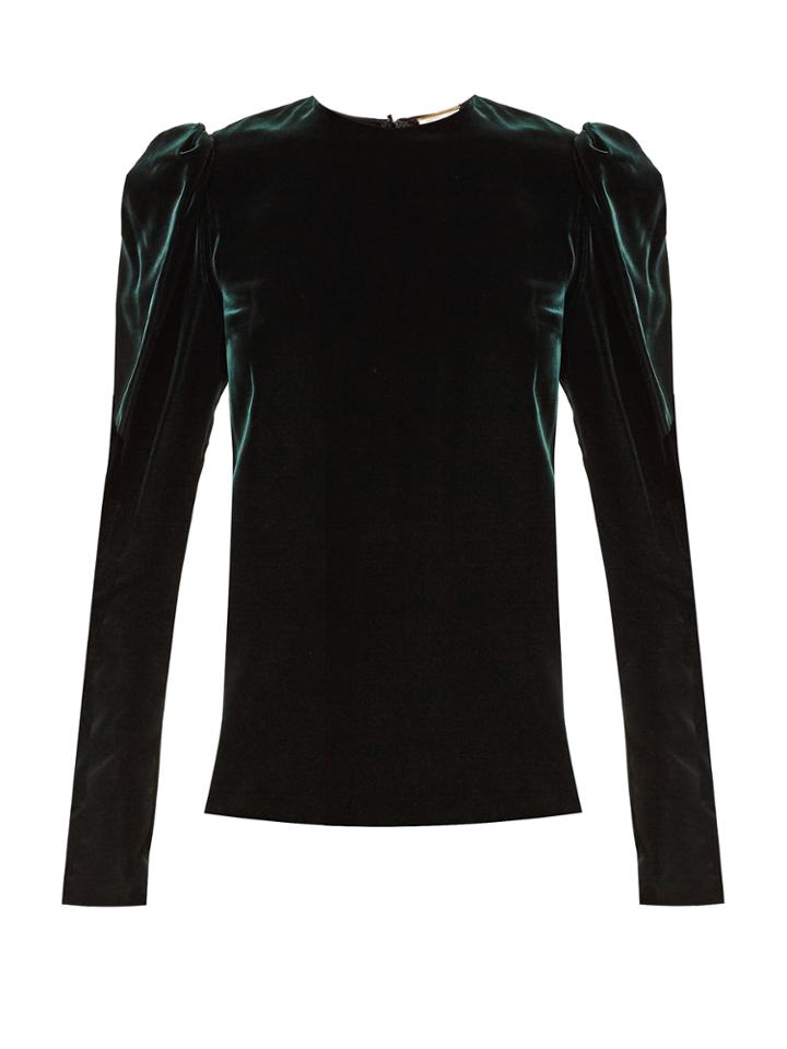 Saint Laurent Puff-sleeved Velvet Top