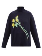 Bernadette - Sofia Floral-intarsia Wool-blend Sweater - Womens - Navy Multi