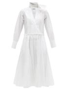 Matchesfashion.com Jil Sander - Neck-tie Pleated Cotton-poplin Wrap Dress - Womens - White