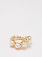 Bottega Veneta - Twisted Pearl & 18kt Gold-plated Ring - Womens - Pearl