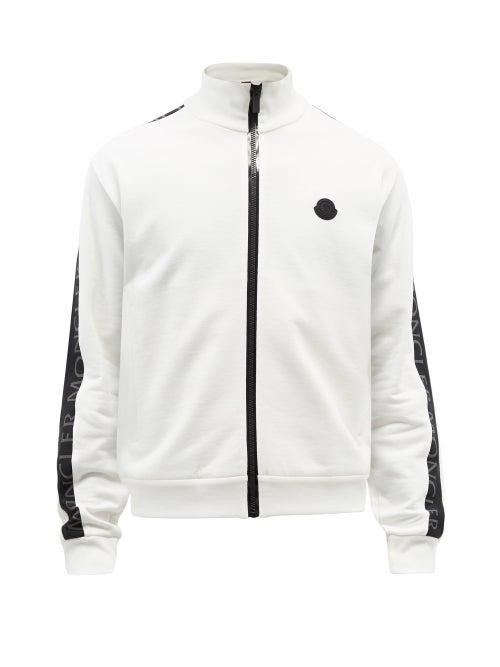 Moncler - Logo-stripe Cotton-jersey Track Top - Mens - White