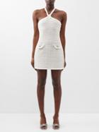Alessandra Rich - Metallic-tweed Halterneck Dress - Womens - White