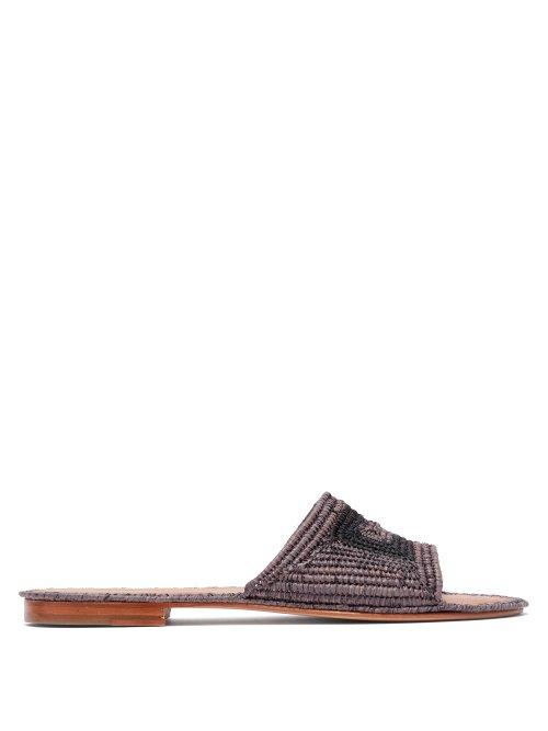 Matchesfashion.com Carrie Forbes - Carree Raffia Slides - Womens - Black Grey