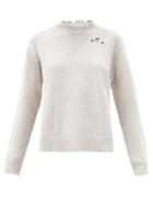 Matchesfashion.com Maison Margiela - Distressed Side-slit Wool Sweater - Womens - Beige