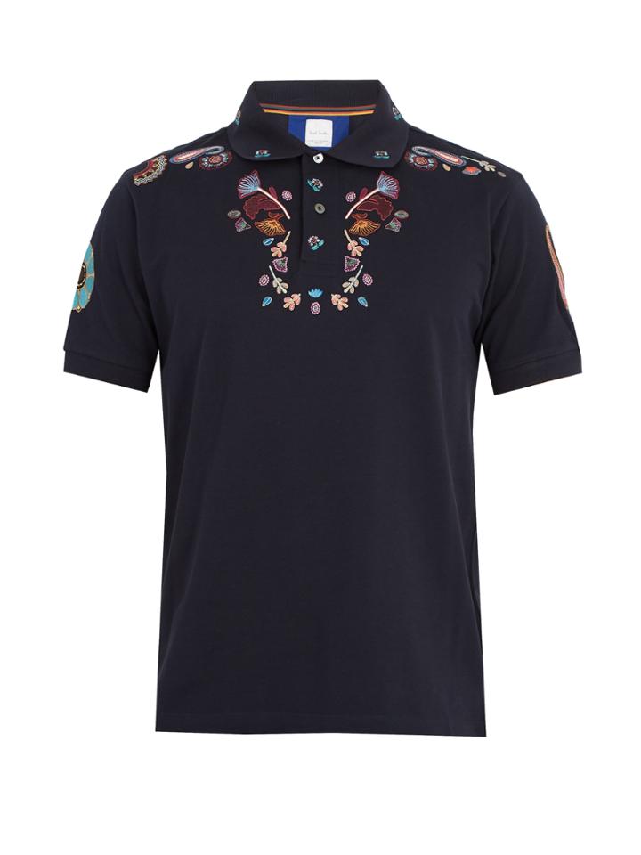 Paul Smith Floral-embroidered Cotton Polo Shirt