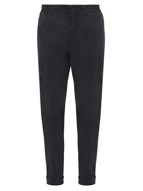 Matchesfashion.com Officine Gnrale - Phil Elasticated-waist Cotton-blend Trousers - Mens - Navy