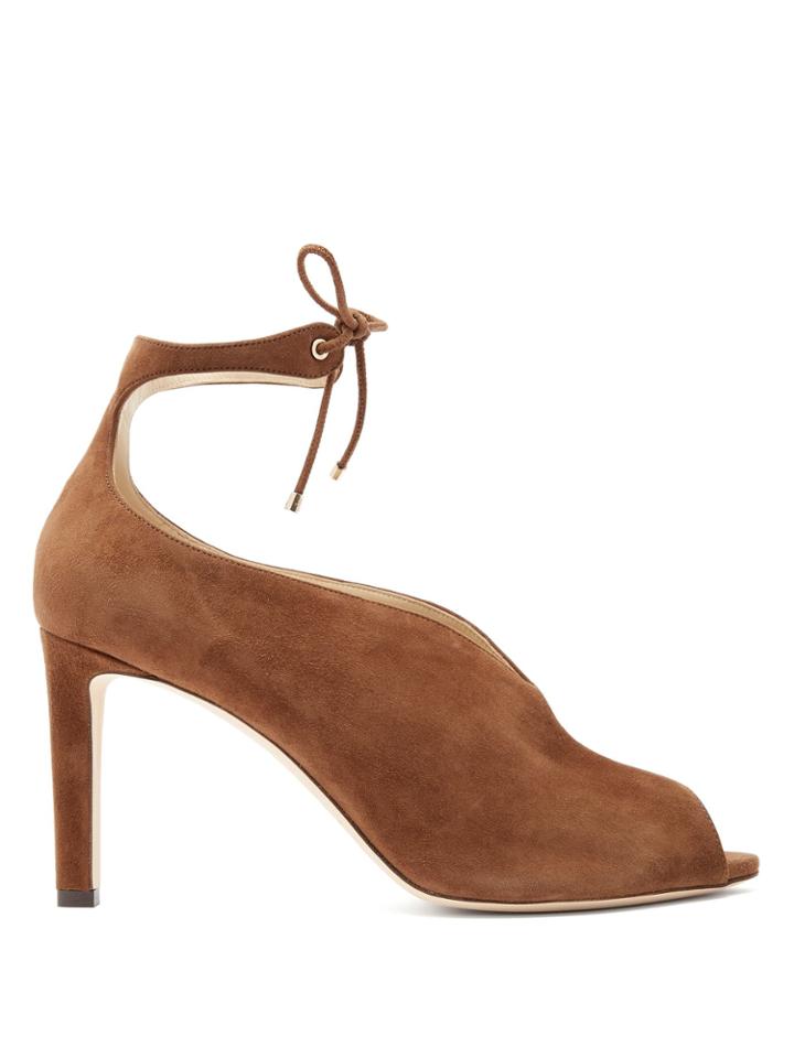 Jimmy Choo Sayra 85 Ankle-tie Suede Pumps
