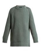 Matchesfashion.com Calvin Klein 205w39nyc - Side Zip Oversized Lambswool Sweater - Womens - Grey