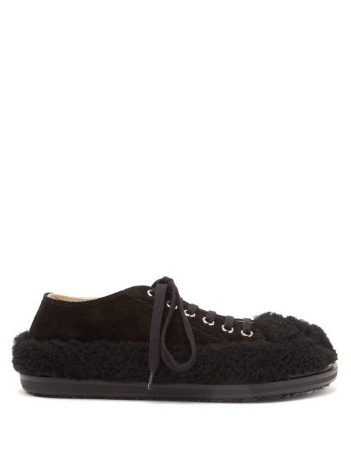 Matchesfashion.com Marni - Shearling-trimmed Suede Trainers - Womens - Black