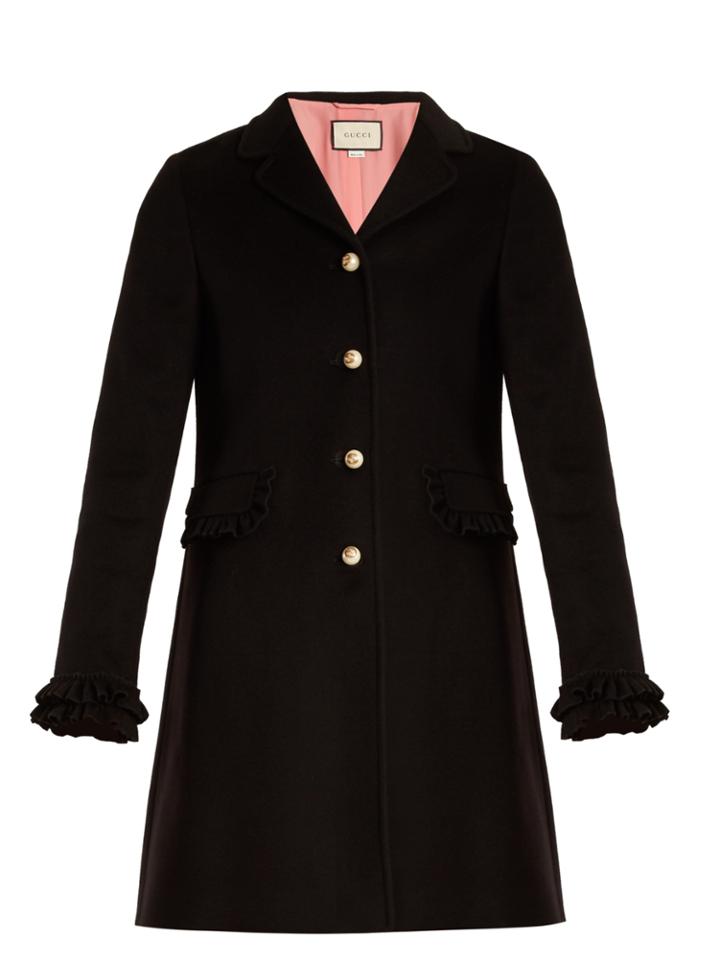Gucci Ruffled-cuff Wool Coat